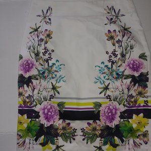 4/$15 Worthington White Floral Midi Pencil Skirt